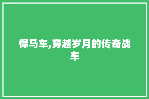 悍马车,穿越岁月的传奇战车