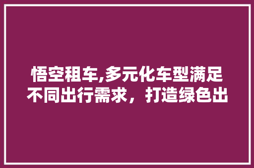 悟空租车,多元化车型满足不同出行需求，打造绿色出行新风尚