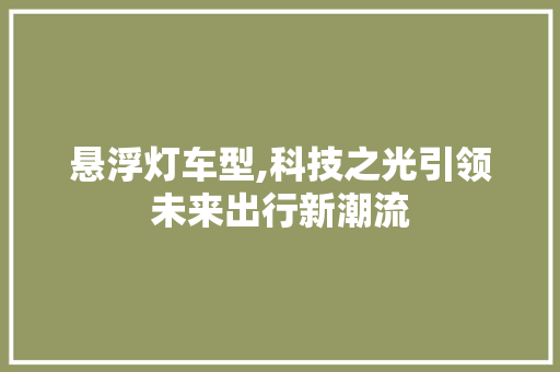 悬浮灯车型,科技之光引领未来出行新潮流