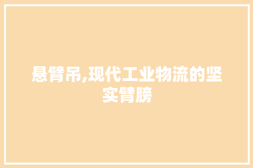 悬臂吊,现代工业物流的坚实臂膀