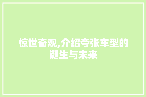 惊世奇观,介绍夸张车型的诞生与未来