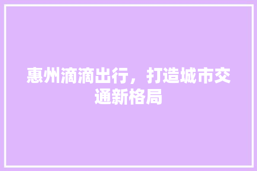 惠州滴滴出行，打造城市交通新格局