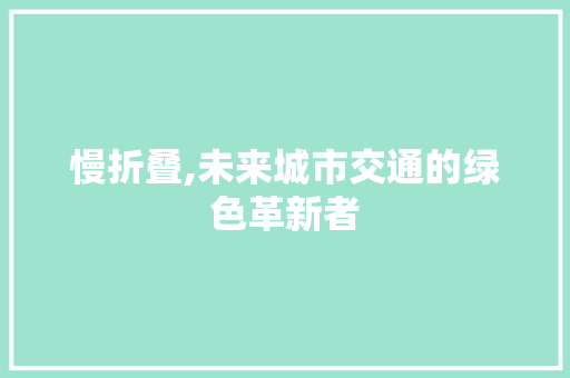 慢折叠,未来城市交通的绿色革新者