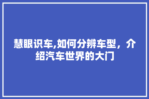 慧眼识车,如何分辨车型，介绍汽车世界的大门