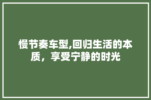 慢节奏车型,回归生活的本质，享受宁静的时光
