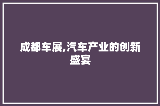 成都车展,汽车产业的创新盛宴