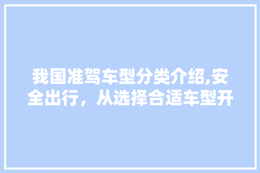 我国准驾车型分类介绍,安全出行，从选择合适车型开始