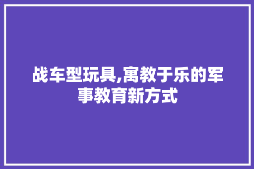 战车型玩具,寓教于乐的军事教育新方式