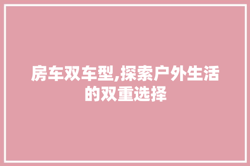 房车双车型,探索户外生活的双重选择