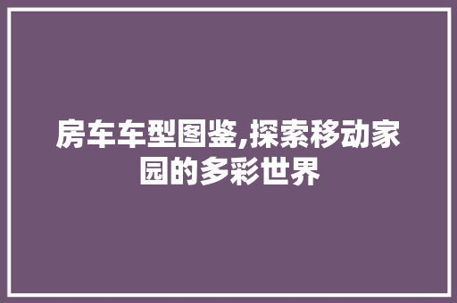 房车车型图鉴,探索移动家园的多彩世界