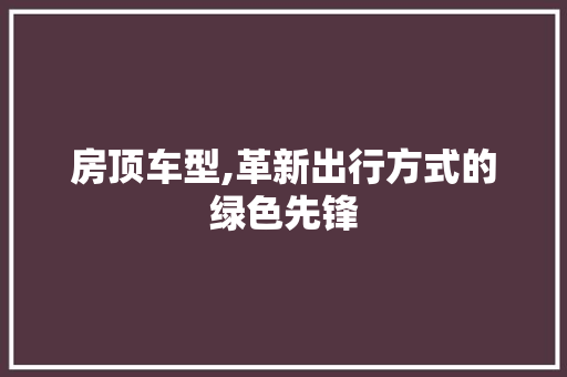 房顶车型,革新出行方式的绿色先锋 蓄电池配件