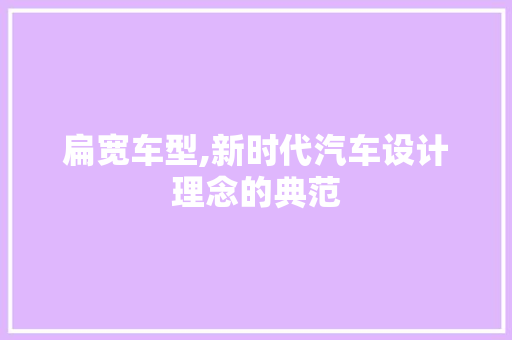 扁宽车型,新时代汽车设计理念的典范