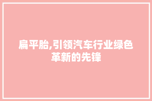 扁平胎,引领汽车行业绿色革新的先锋