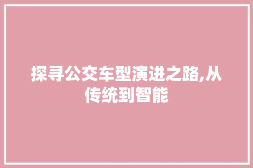 探寻公交车型演进之路,从传统到智能
