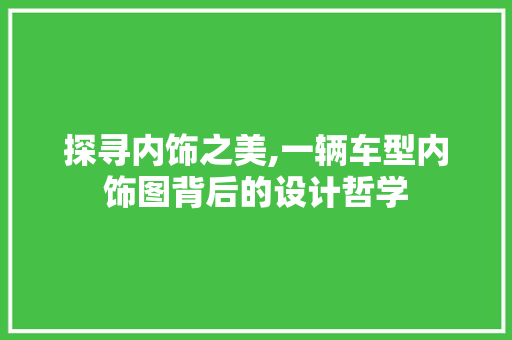 探寻内饰之美,一辆车型内饰图背后的设计哲学