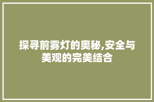 探寻前雾灯的奥秘,安全与美观的完美结合 底盘配件