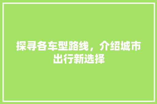 探寻各车型路线，介绍城市出行新选择
