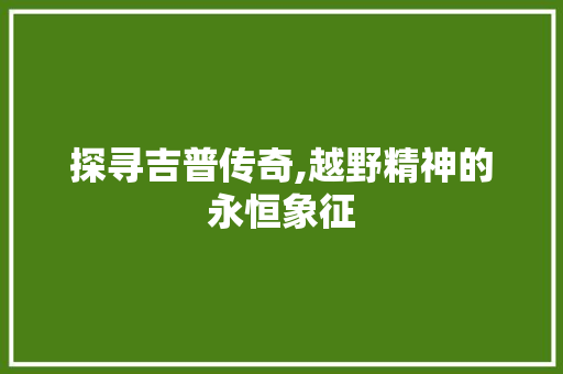 探寻吉普传奇,越野精神的永恒象征