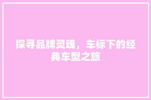 探寻品牌灵魂，车标下的经典车型之旅