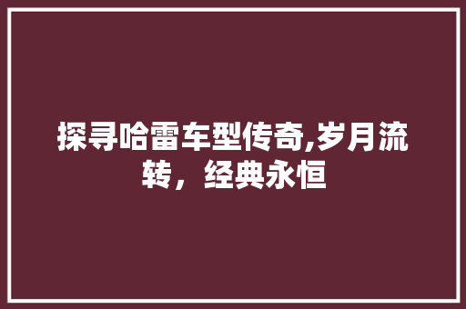 探寻哈雷车型传奇,岁月流转，经典永恒