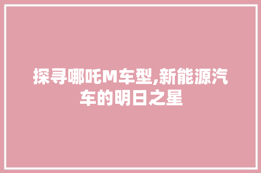 探寻哪吒M车型,新能源汽车的明日之星