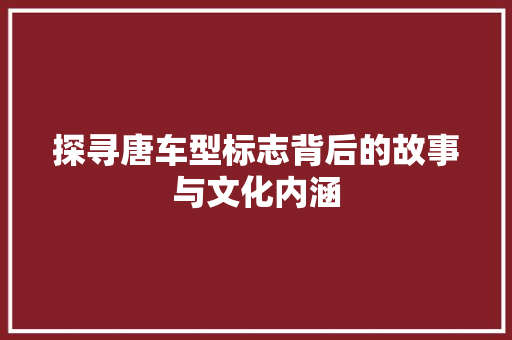 探寻唐车型标志背后的故事与文化内涵 车灯配件