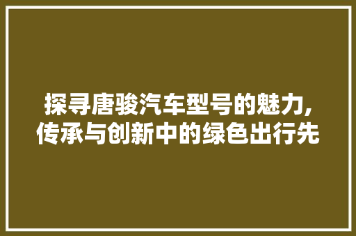 探寻唐骏汽车型号的魅力,传承与创新中的绿色出行先锋