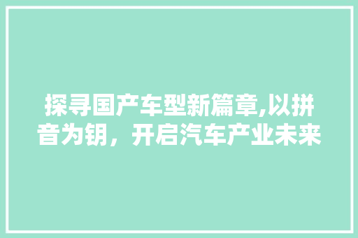 探寻国产车型新篇章,以拼音为钥，开启汽车产业未来
