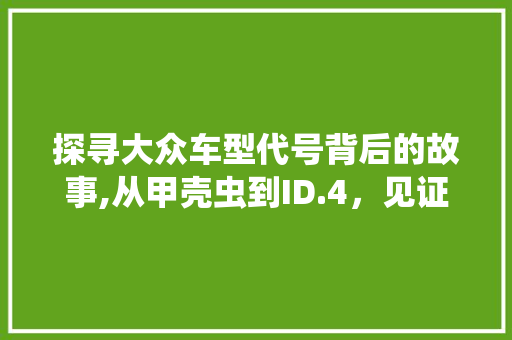 探寻大众车型代号背后的故事,从甲壳虫到ID.4，见证一个时代的变迁