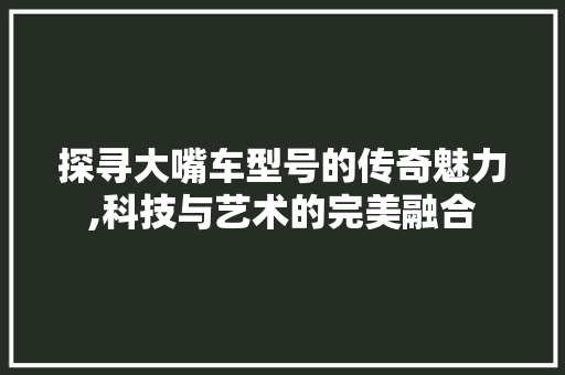 探寻大嘴车型号的传奇魅力,科技与艺术的完美融合