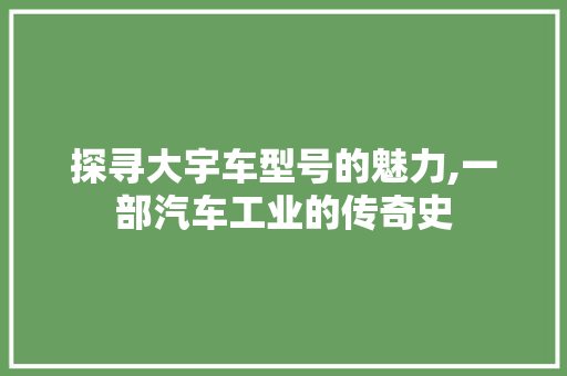 探寻大宇车型号的魅力,一部汽车工业的传奇史