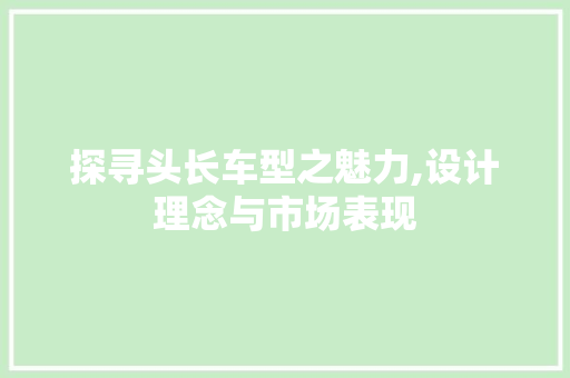 探寻头长车型之魅力,设计理念与市场表现