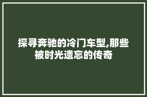 探寻奔驰的冷门车型,那些被时光遗忘的传奇