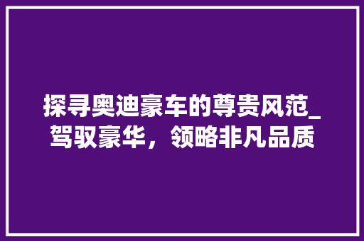探寻奥迪豪车的尊贵风范_驾驭豪华，领略非凡品质