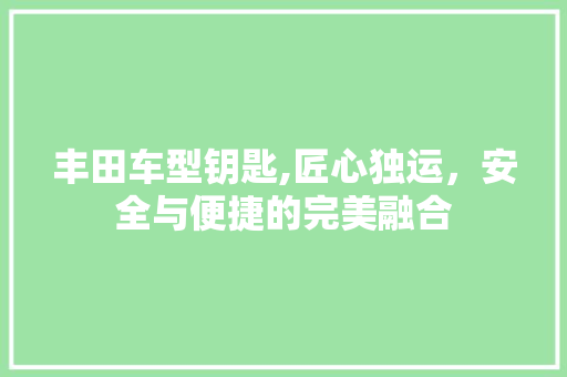 丰田车型钥匙,匠心独运，安全与便捷的完美融合