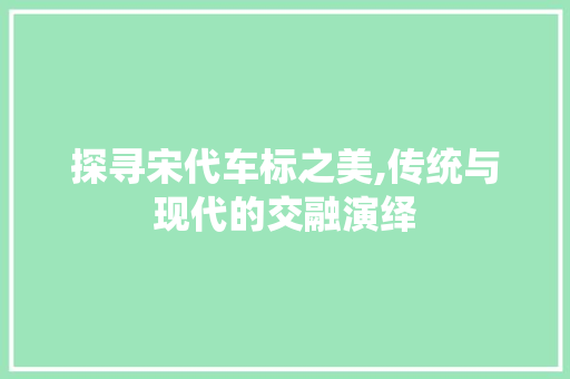 探寻宋代车标之美,传统与现代的交融演绎