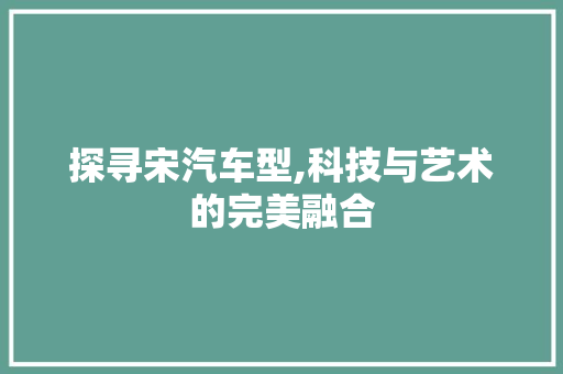探寻宋汽车型,科技与艺术的完美融合