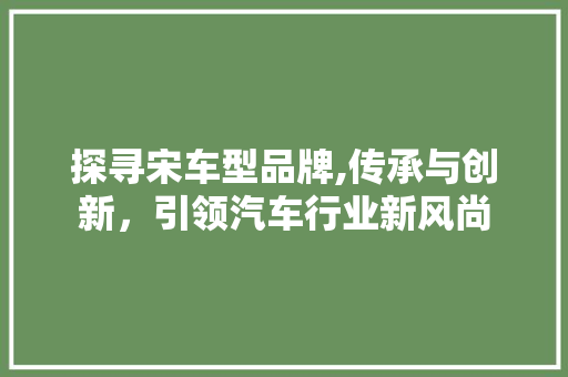 探寻宋车型品牌,传承与创新，引领汽车行业新风尚