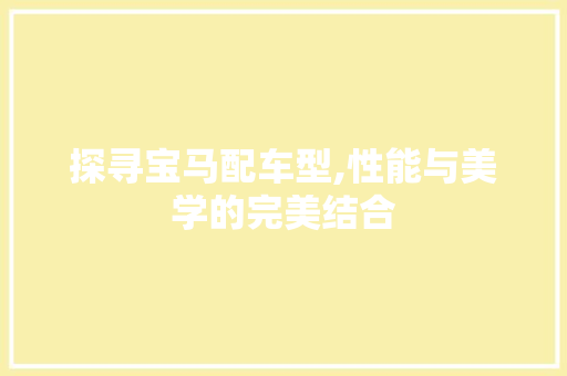 探寻宝马配车型,性能与美学的完美结合