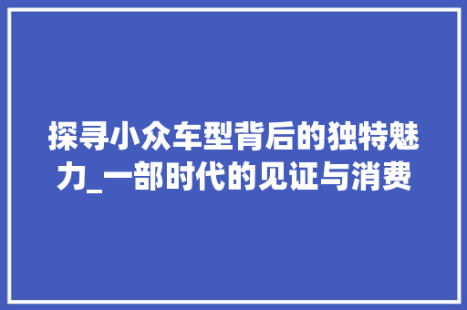探寻小众车型背后的独特魅力_一部时代的见证与消费文化的缩影