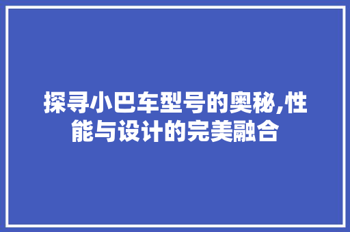 探寻小巴车型号的奥秘,性能与设计的完美融合