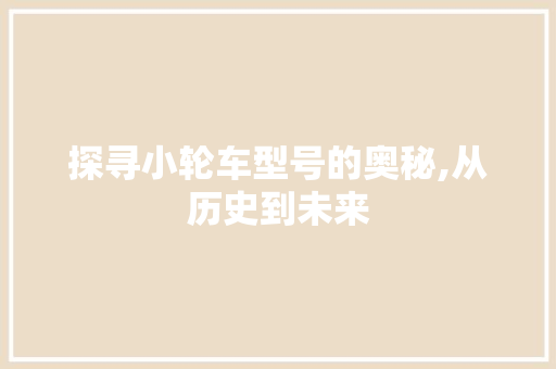 探寻小轮车型号的奥秘,从历史到未来