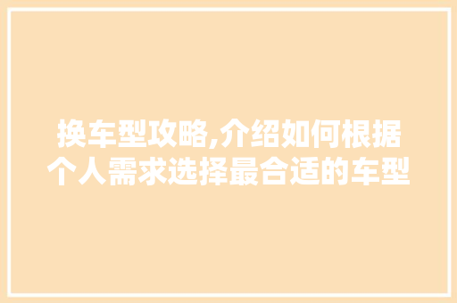 换车型攻略,介绍如何根据个人需求选择最合适的车型