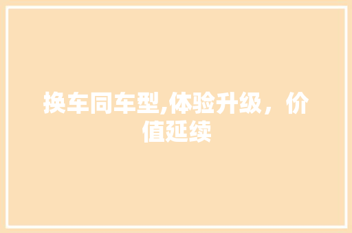 换车同车型,体验升级，价值延续