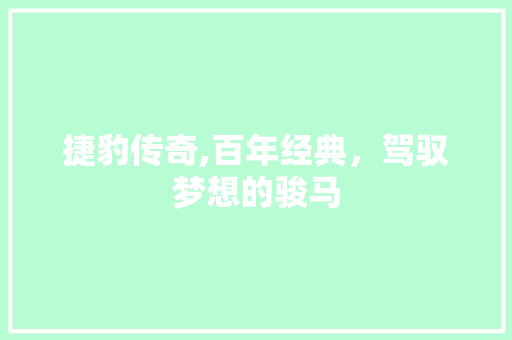 捷豹传奇,百年经典，驾驭梦想的骏马