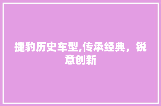 捷豹历史车型,传承经典，锐意创新