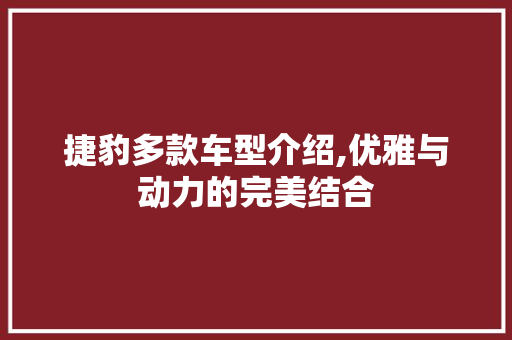 捷豹多款车型介绍,优雅与动力的完美结合