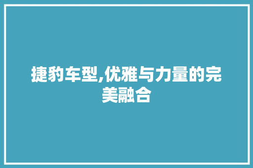 捷豹车型,优雅与力量的完美融合