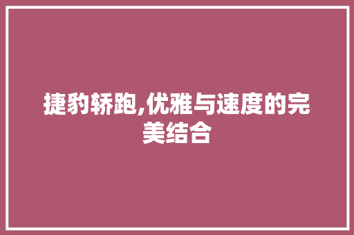捷豹轿跑,优雅与速度的完美结合