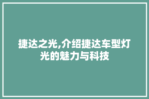 捷达之光,介绍捷达车型灯光的魅力与科技